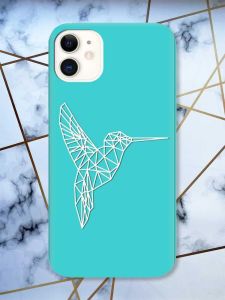 Матовий бірюзовий чохол на Apple iPhone 11 (6.1) Колібрі принт 123