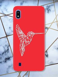 Матовий червоний чохол на Samsung Galaxy А10 (2019) А105 Колібрі принт 123