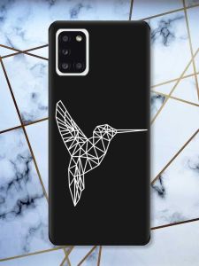 Матовий чорний чохол на Samsung Galaxy A31 Колібрі принт 123