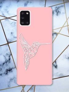 Матовий рожевий чохол на Samsung Galaxy A31 Колібрі принт 123