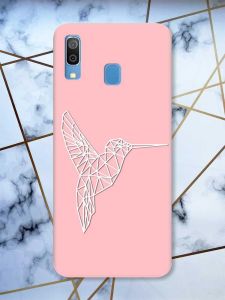Матовий рожевий чохол на Samsung Galaxy А30 (2019) / А20 (2019) Колібрі принт 123