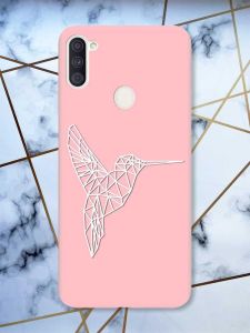 Матовий рожевий чохол на Samsung Galaxy A11 Колібрі принт 123