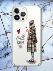 Чохол із захистом камери на iPhone 14 Pro Max Дівчина з кавою принт 59