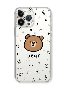 Прозорий чохол із захистом камери на iPhone 14 Pro Ведмедик принт 76