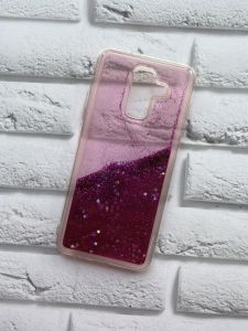 Силіконовий чохол з блискучими переливами Samsung Galaxy А6 Plus Рожевий