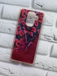 Силіконовий чохол з блискучими переливами Samsung Galaxy А6 Plus Квіти з хвоєю