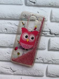 Силіконовий чохол з блискучими переливами Samsung Galaxy А6 Plus Сова рожева