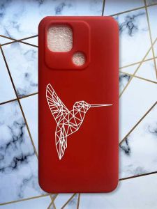 Матовий червоний чохол на Xiaomi Redmi 10C Колібрі принт 123