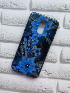 Силіконовий чохол із малюнком для Samsung Galaxy А6 Plus Квіти сині