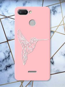 Матовий рожевий чохол на Xiaomi Redmi 6 Колібрі принт 123