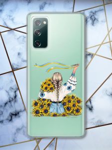 Прозорий чохол на Samsung Galaxy S20 FE патріотичний дизайн Дівчина зі стрічкою принт 25
