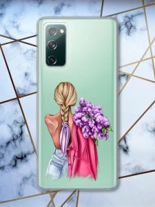 Прозорий чохол на Samsung Galaxy S20 FE Дівчина з бузком принт 7