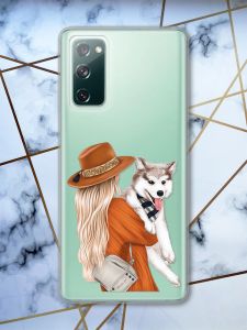 Прозорий чохол на Samsung Galaxy S20 FE Дівчина з песиком принт 115