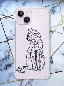 Прозорий чохол із потовщеними кутами на iPhone 14 Котик принт 124