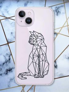 Прозорий чохол із захистом камери на iPhone 14 Котик принт 124