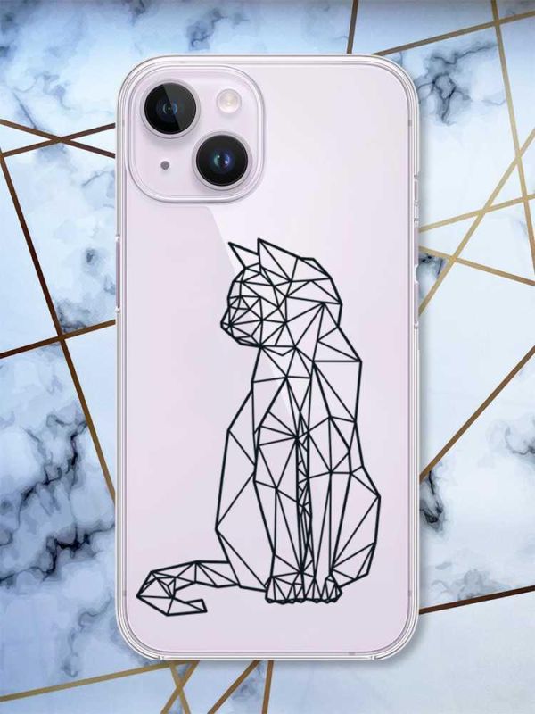 Прозорий чохол із захистом камери на iPhone 14 Котик принт 124