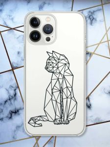 Прозорий чохол із захистом камери на iPhone 14 Pro Max Котик принт 124