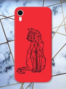 Матовий червоний чохол на Apple iPhone XR Котик принт 124