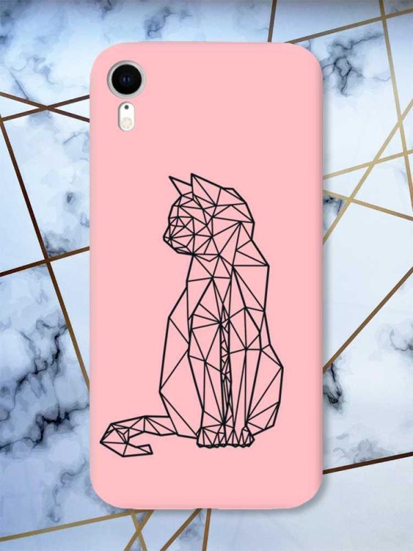 Матовий рожевий чохол на Apple iPhone XR Котик принт 124