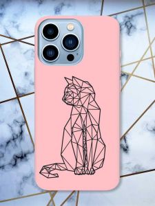 Матовий рожевий чохол на Apple iPhone 13 Pro Max Котик принт 124