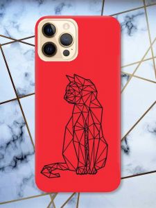 Матовий червоний чохол на Apple iPhone 12 Pro Max Котик принт 124