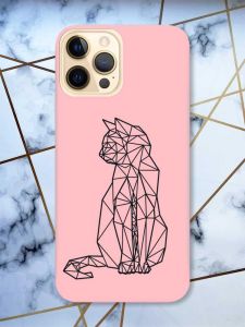 Матовий рожевий чохол на Apple iPhone 12 Pro Max Котик принт 124