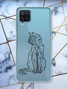 Прозорий чохол на Samsung A12 4G Котик принт 124