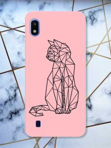 Матовий рожевий чохол на Samsung Galaxy А10 (2019) А105 Котик принт 124