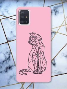 Матовий рожевий чохол на Samsung Galaxy A51 Котик принт 124