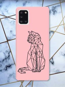 Матовий рожевий чохол на Samsung Galaxy A31 Котик принт 124