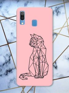 Матовий рожевий чохол на Samsung Galaxy А30 (2019) / А20 (2019) Котик принт 124