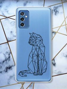 Прозорий чохол на Samsung Galaxy M52 Котик принт 124