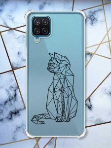 Чохол з потовщеними кутами на Samsung A12 4G Котик принт 124