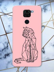 Матовий рожевий чохол на Xiaomi Redmi Note 9 Котик принт 124