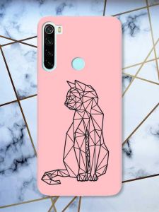 Матовий рожевий чохол на Xiaomi Redmi Note 8 Котик принт 124