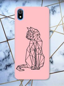 Матовий рожевий чохол на Xiaomi Redmi 7A Котик принт 124