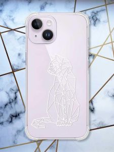 Прозорий чохол із потовщеними кутами на iPhone 14 Котик принт 125
