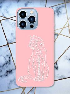 Матовий рожевий чохол на Apple iPhone 13 Pro Max Котик принт 125