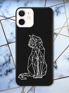 Матовий чорний чохол на Apple iPhone 12 / 12 Pro (6.1) Котик принт 125