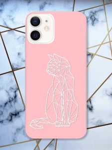Матовий рожевий чохол на Apple iPhone 12 / 12 Pro (6.1) Котик принт 125