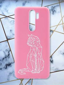Матовий рожевий чохол на Xiaomi Redmi Note 8 Pro Котик принт 125
