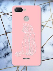 Матовий рожевий чохол на Xiaomi Redmi 6 Котик принт 125