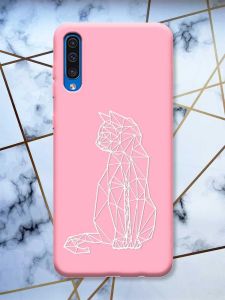 Матовий рожевий чохол на Samsung Galaxy A50 (2019) A505 Котик принт 125
