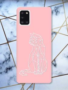 Матовий рожевий чохол на Samsung Galaxy A31 Котик принт 125