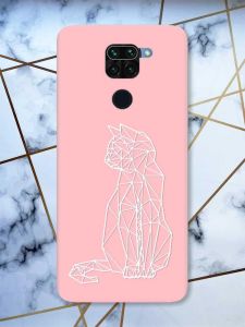 Матовий рожевий чохол на Xiaomi Redmi Note 9 Котик принт 125