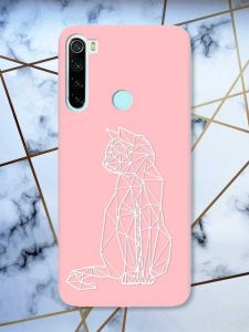 Матовий рожевий чохол на Xiaomi Redmi Note 8 Котик принт 125