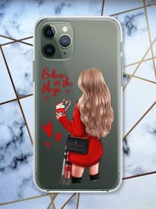 Прозорий чохол на iPhone 12 / 12 Pro Дівчина з кавою принт 137