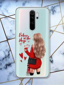 Прозорий чохол на Xiaomi Redmi Note 8 Pro  Дівчина з кавою принт 137