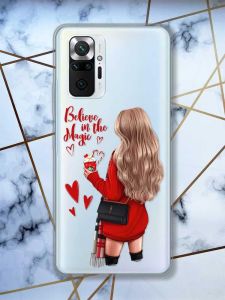 Прозорий чохол для Xiaomi Redmi Note 10 Pro/10 Pro Max Дівчина з кавою | принт 137