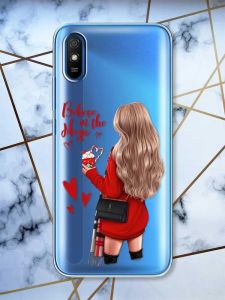 Прозорий чохол на Xiaomi Redmi 9A  Дівчина з кавою принт 137